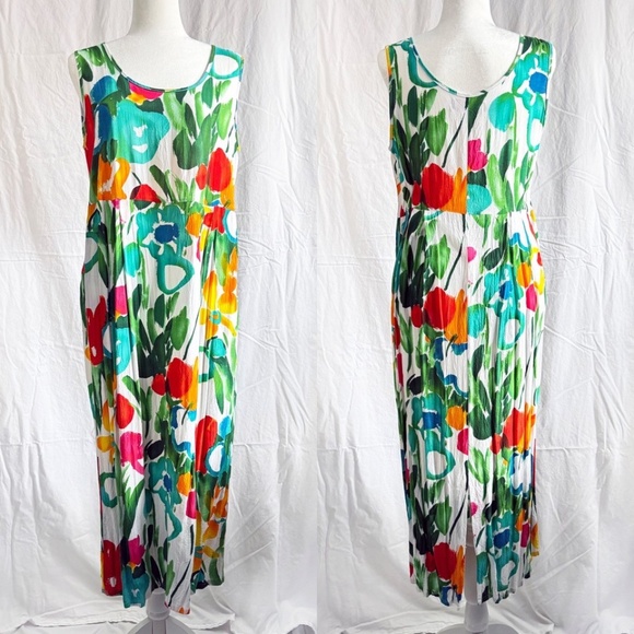 JAMS WORLD JANICE DRESS SUNDRESS Tropical Hawaiian Panic Pattern spring Floral L - Picture 1 of 5